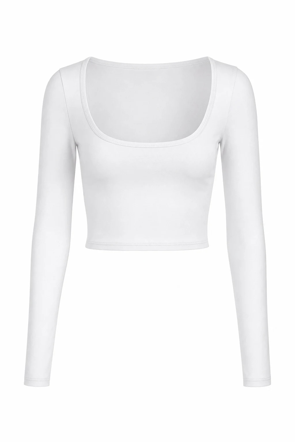 The Ivory Second-Skin Long-Sleeve Crop Top — Pure Ivory White — crop tops — VAUDRE numbered luxury