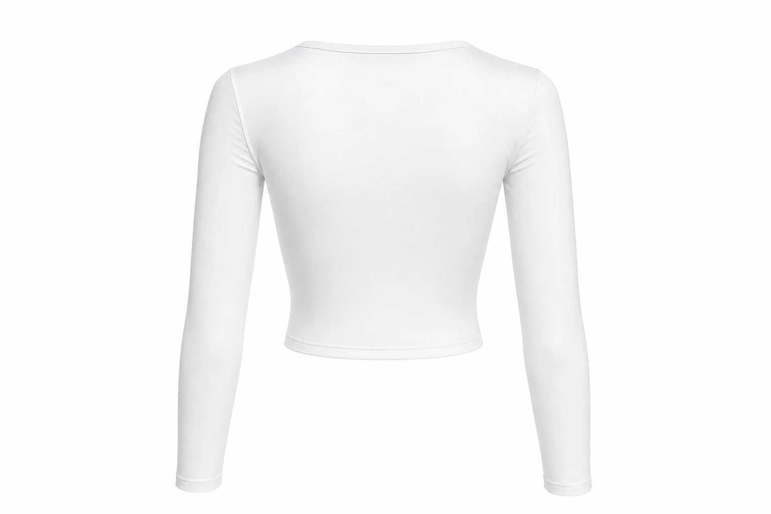 The Ivory Second-Skin Long-Sleeve Crop Top — Pure Ivory White — crop tops — VAUDRE numbered luxury — view 3