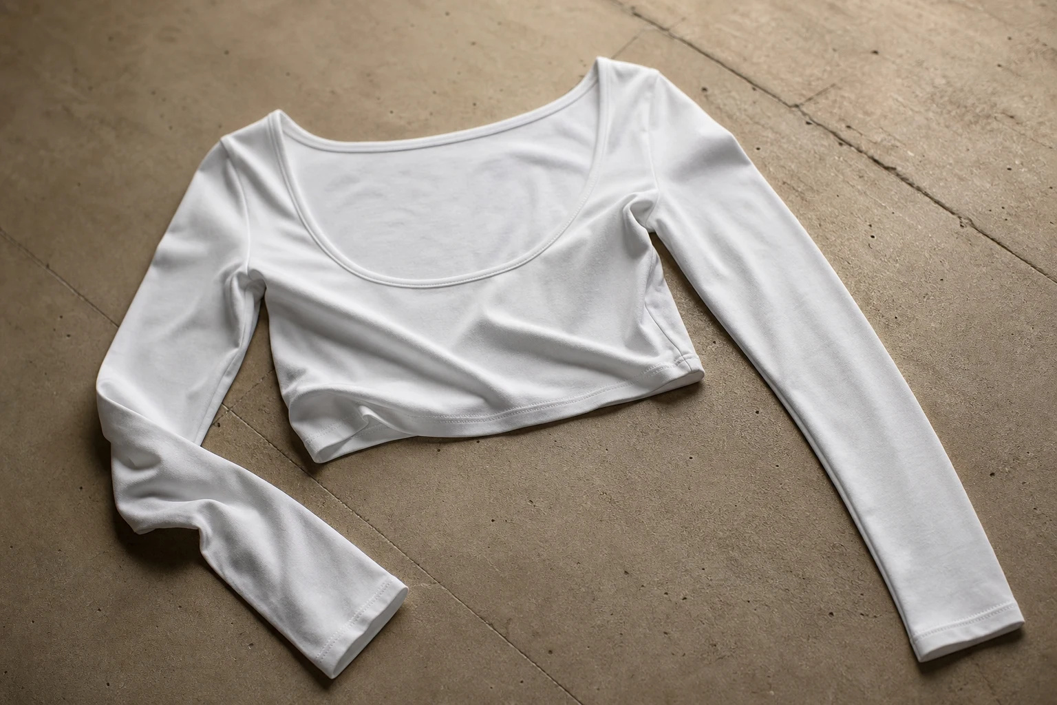 The Ivory Second-Skin Long-Sleeve Crop Top — Pure Ivory White — crop tops — VAUDRE numbered luxury — view 5