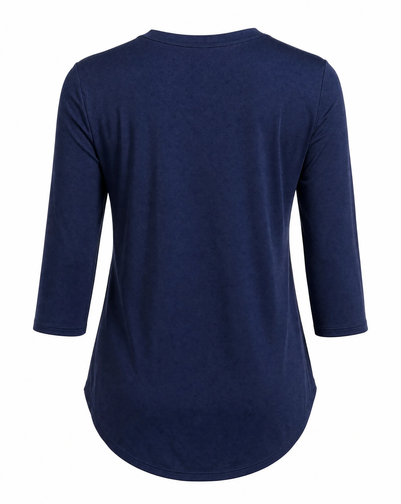 The Midnight Navy Mandarin-Collar Tunic Top — Deep Midnight Navy — the blouses — VAUDRE numbered luxury — view 3