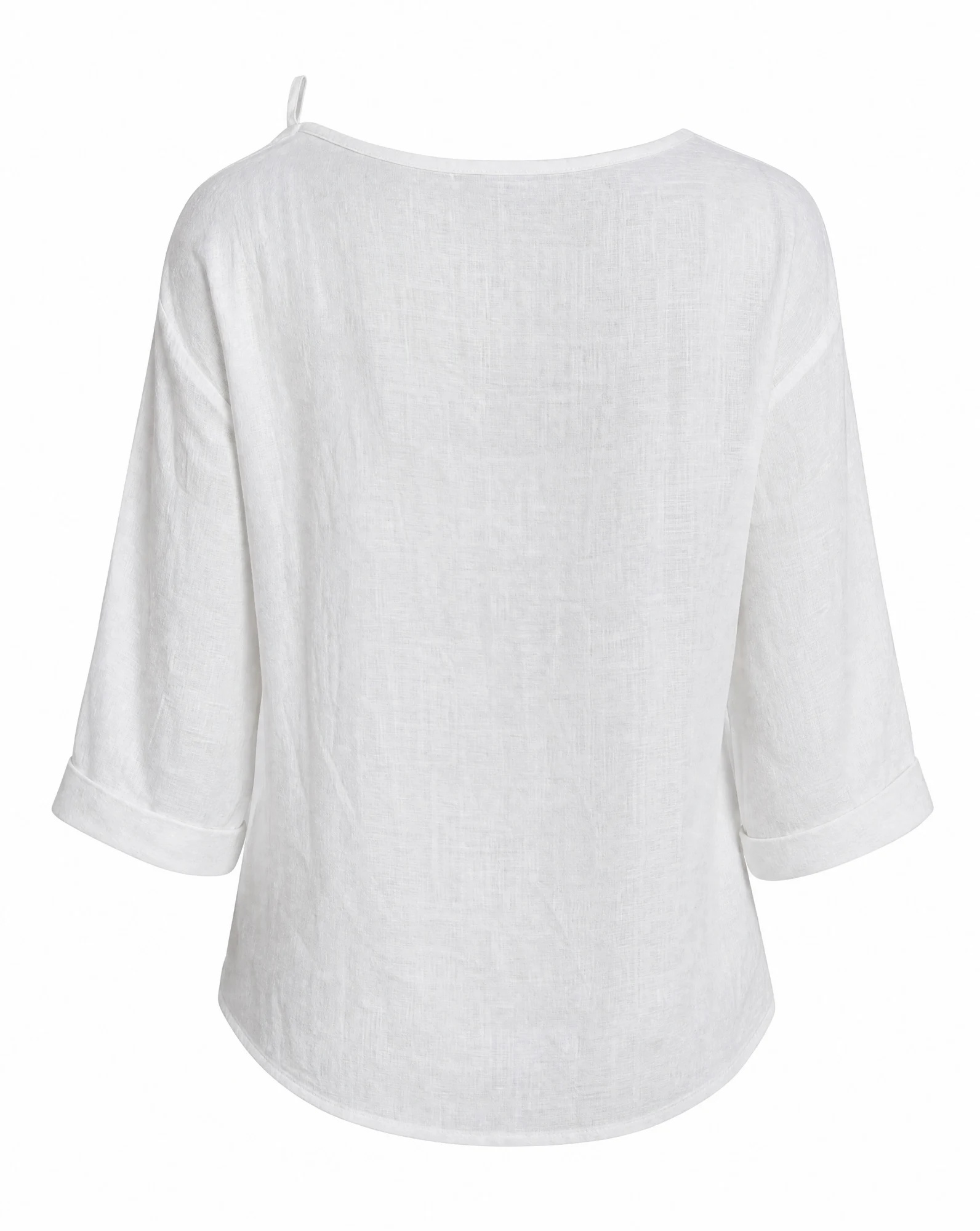 The Ivory Linen Pintuck Square-Neck Blouse — Pure Ivory White — the blouses — VAUDRE numbered luxury — view 3