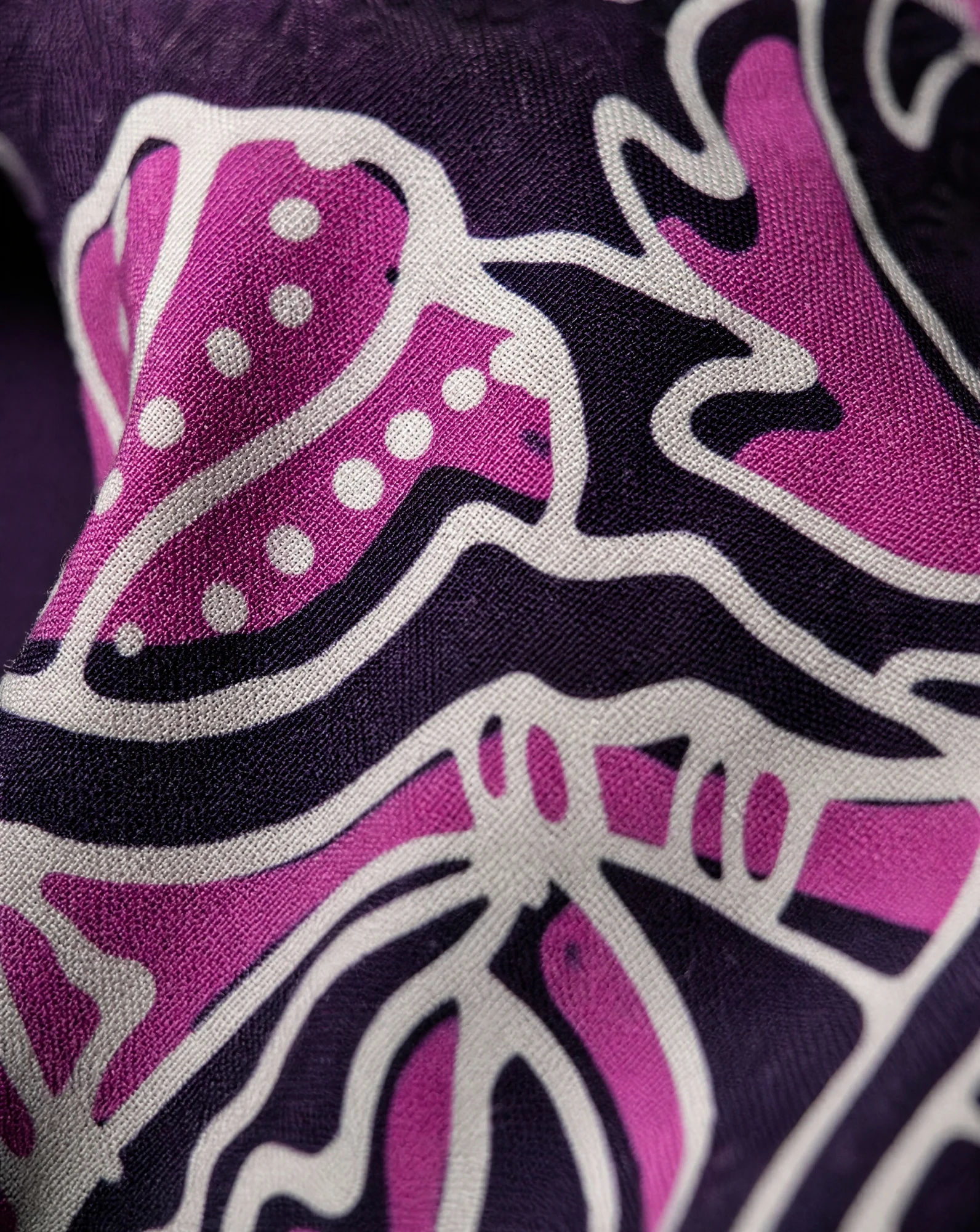 The Amethyst Batik Long-Sleeve Shirt — Deep Purple Batik Print — the printed t-shirts & shirts — VAUDRE numbered luxury — view 5