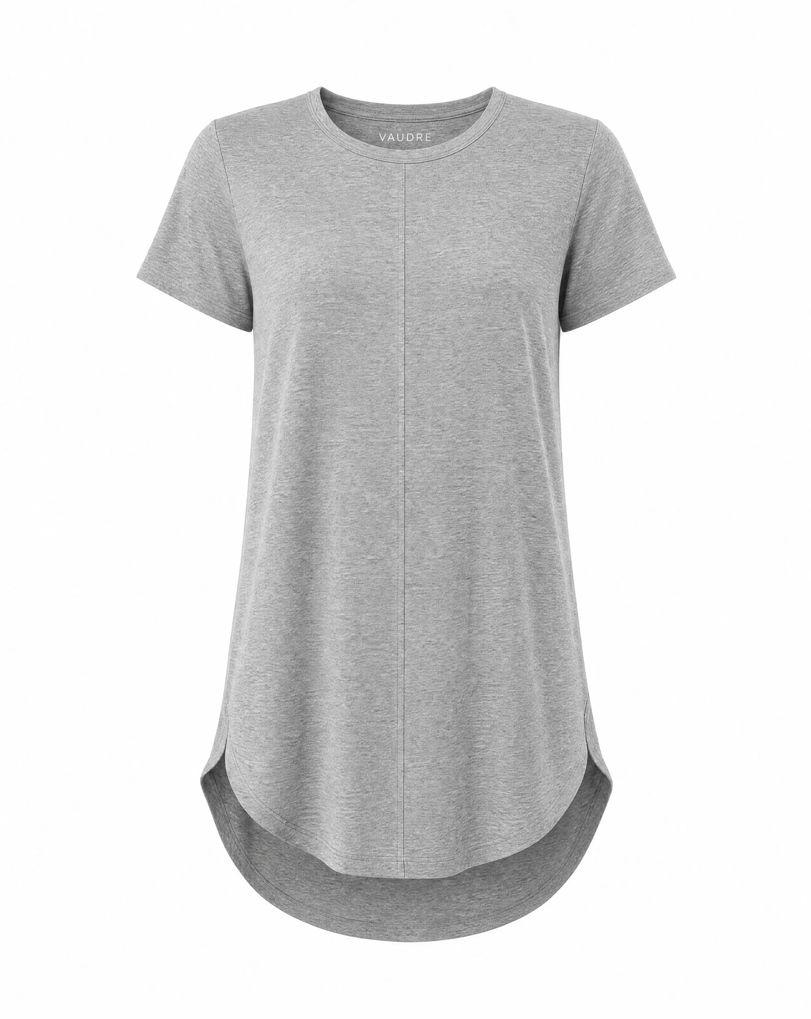 The Heather Grey Longline T-Shirt Dress — Heather Grey Melange — beach wear — VAUDRE numbered luxury