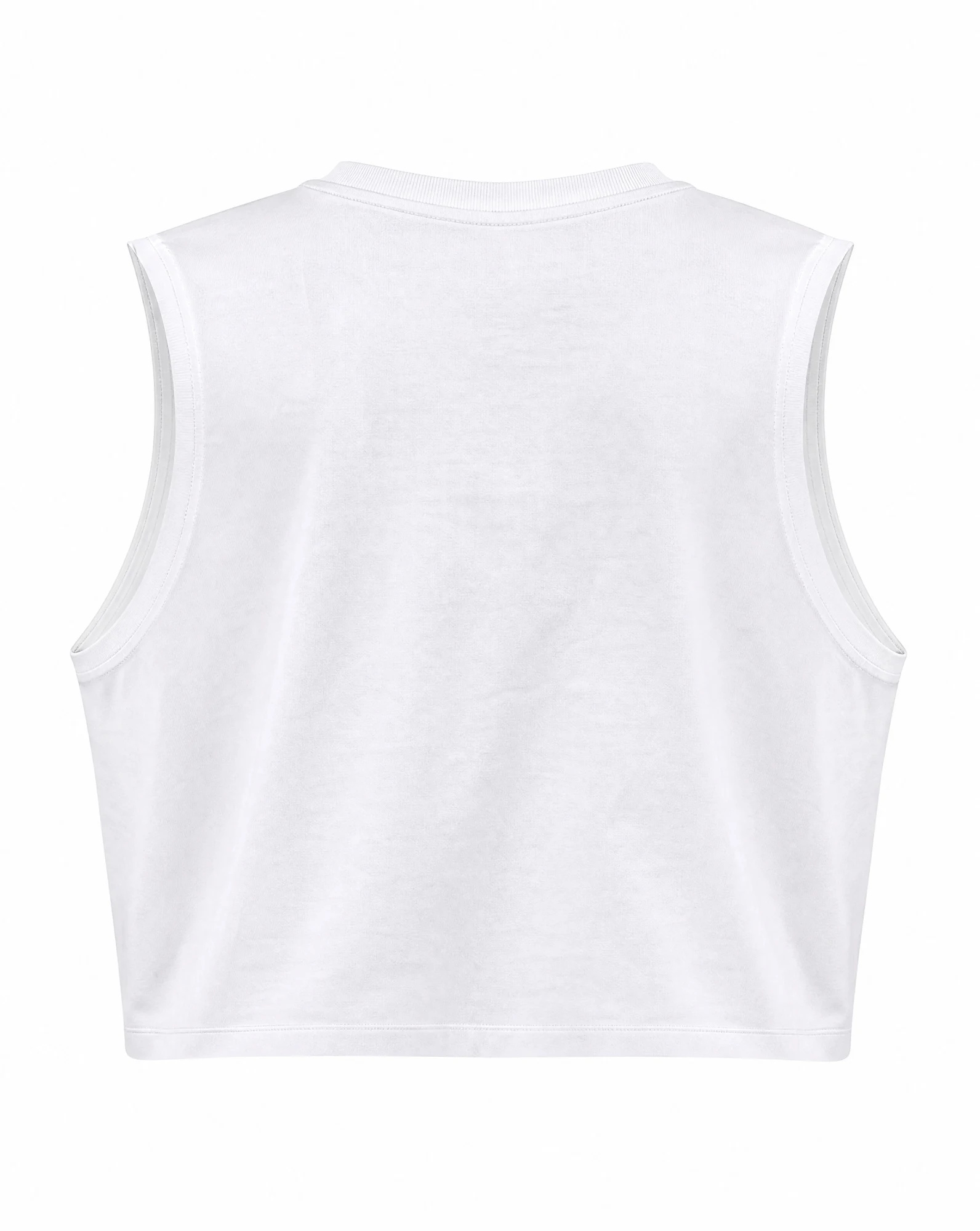 The Ivory Relaxed Sleeveless Crop Tank — Pure Ivory White — crop tops — VAUDRE numbered luxury — view 3