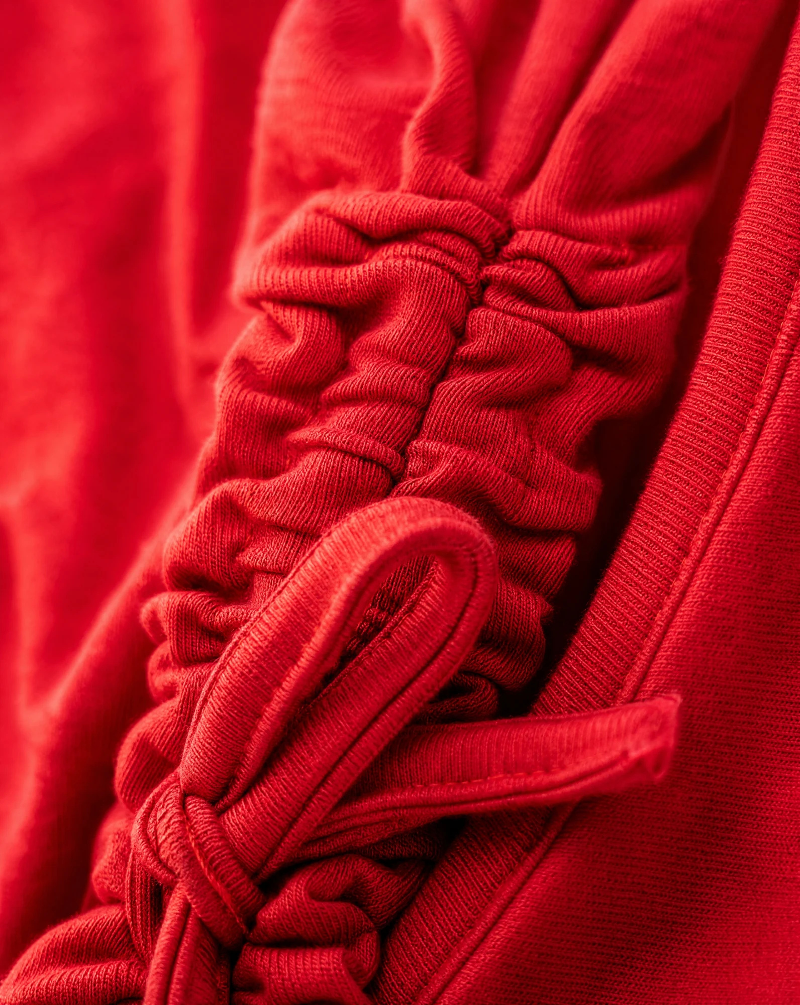 The Scarlet Ruched Rib Crop Top — Scarlet Red — crop tops — VAUDRE numbered luxury — view 5