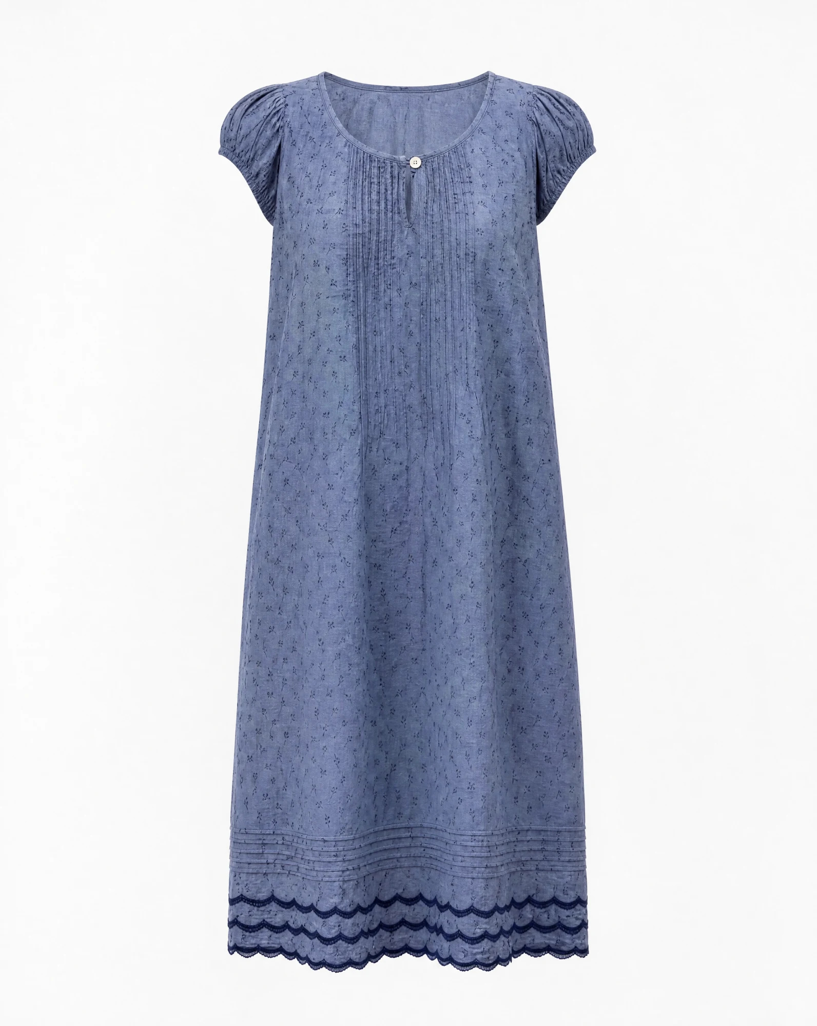 The Cornflower Eyelet Shift Dress — Dusty Cornflower Blue — the linen edit — VAUDRE numbered luxury