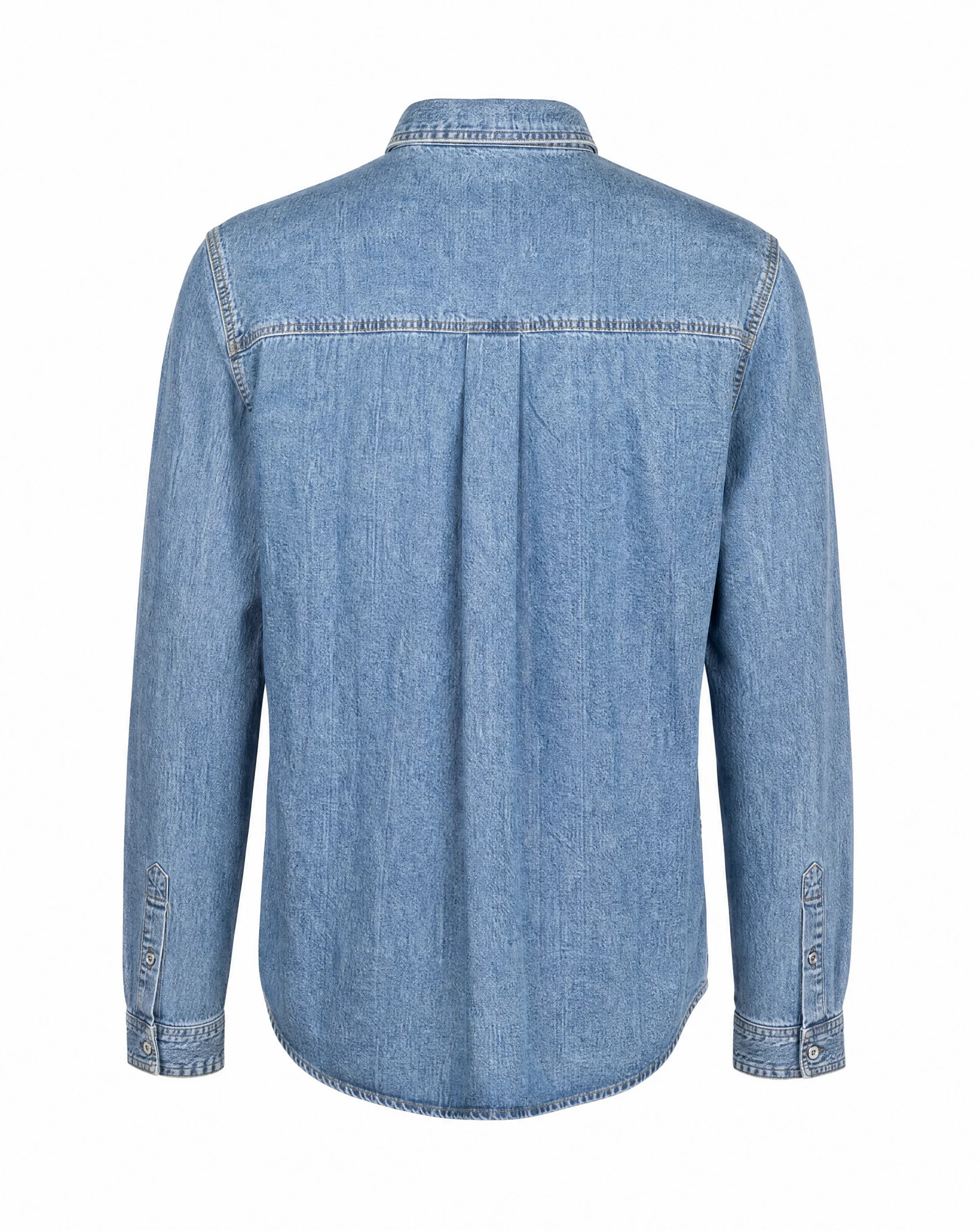 The Faded-Indigo Utility Denim Shirt — Faded Indigo Wash — the shirt (casual/formal) — VAUDRE numbered luxury — view 3