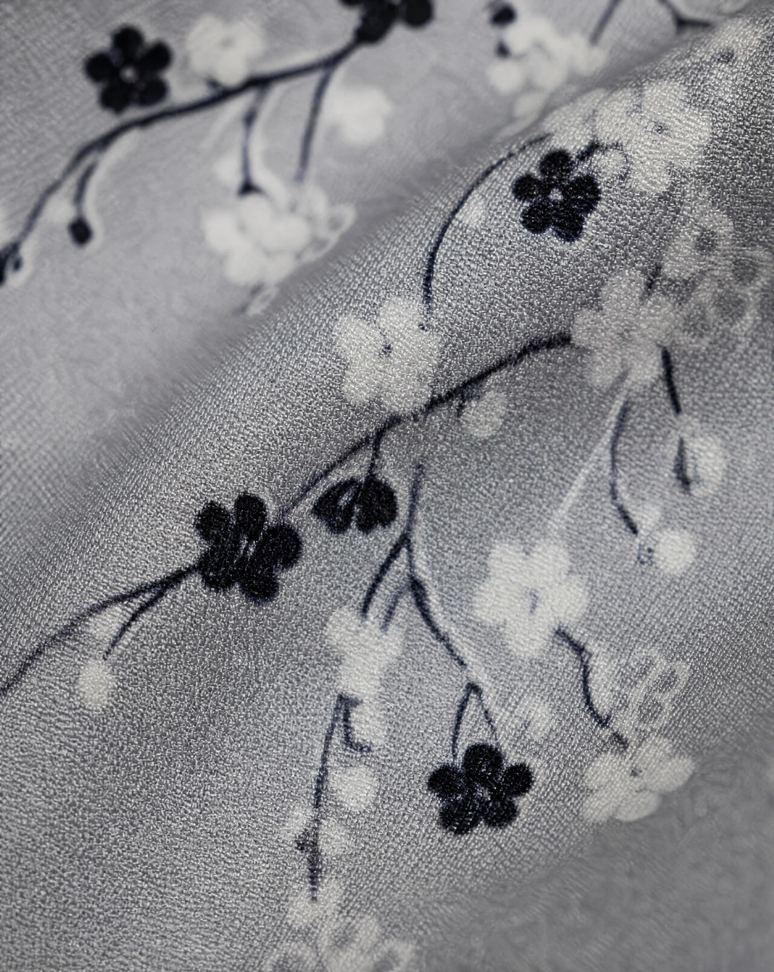 The Grey Cherry-Blossom Satin Skirt — Soft Grey Cherry Blossom — the skirts — VAUDRE numbered luxury — view 5