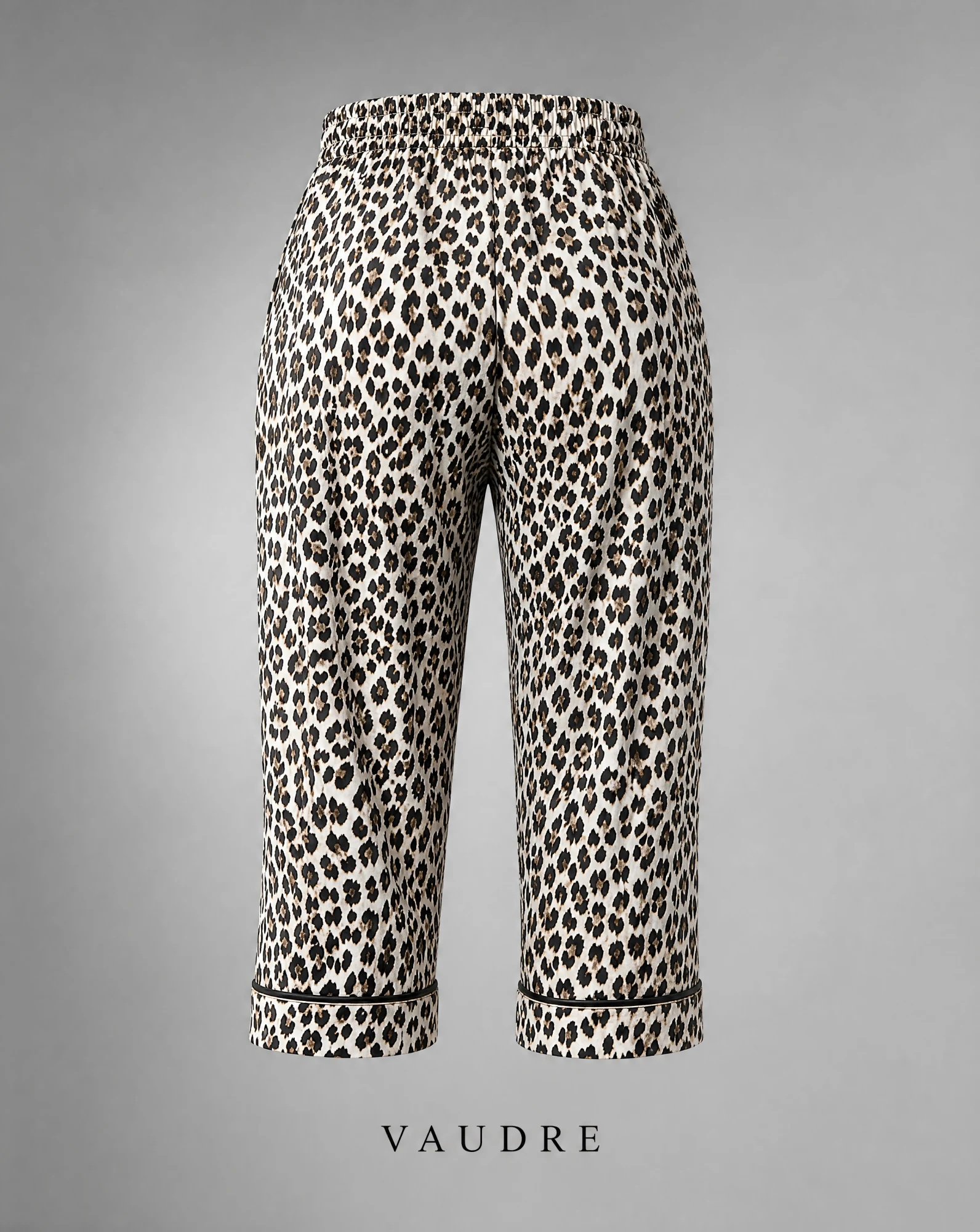 The Wild Leopard Cropped Tapered Trousers — Camel & Black Leopard Print — sovereign pants — VAUDRE numbered luxury — view 3