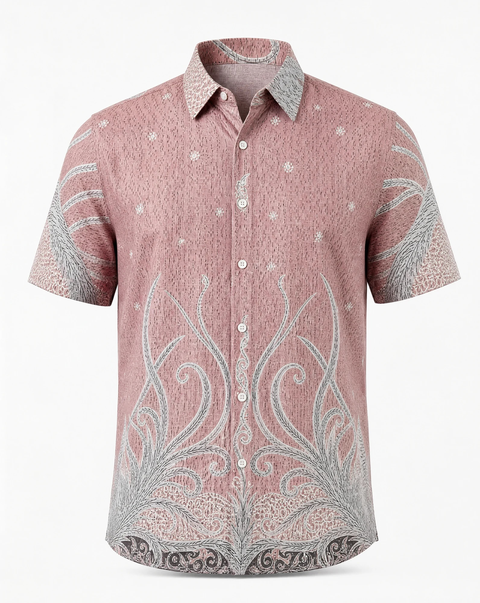 The Dusty Coral Fern Short-Sleeve Shirt — VAUDRE