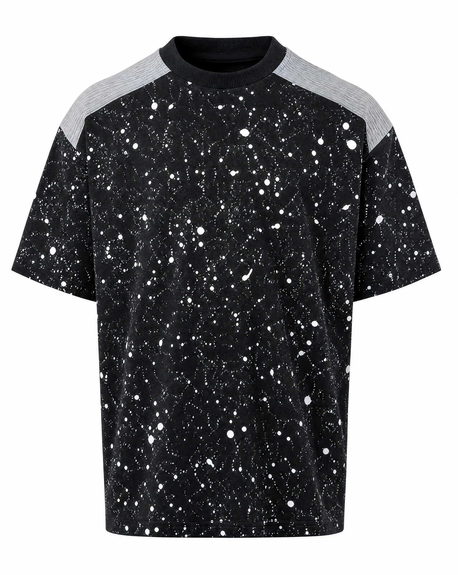 The Cosmic Splatter Black Oversized Tee — VAUDRE