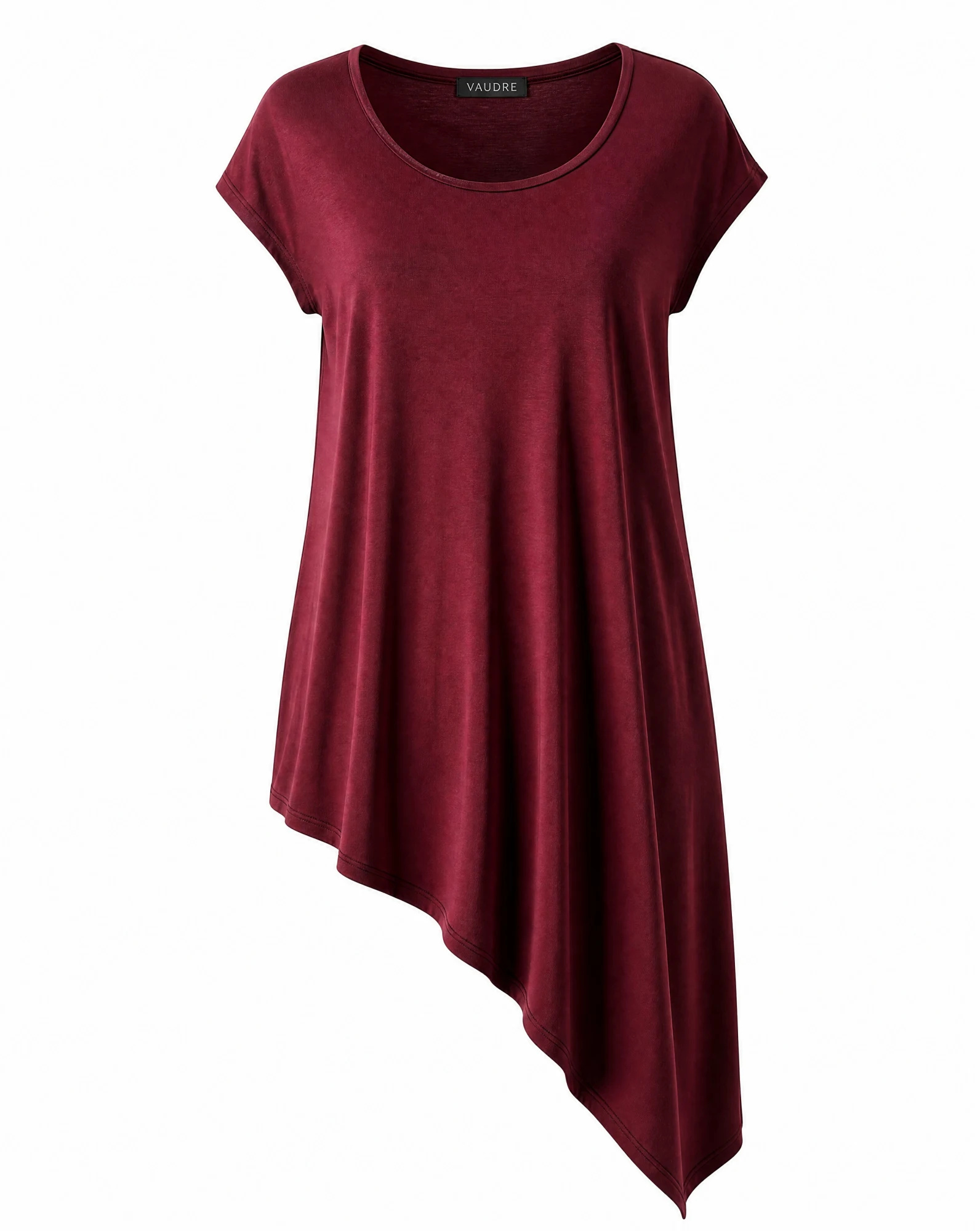 The Burgundy Asymmetric Draped Top — VAUDRE