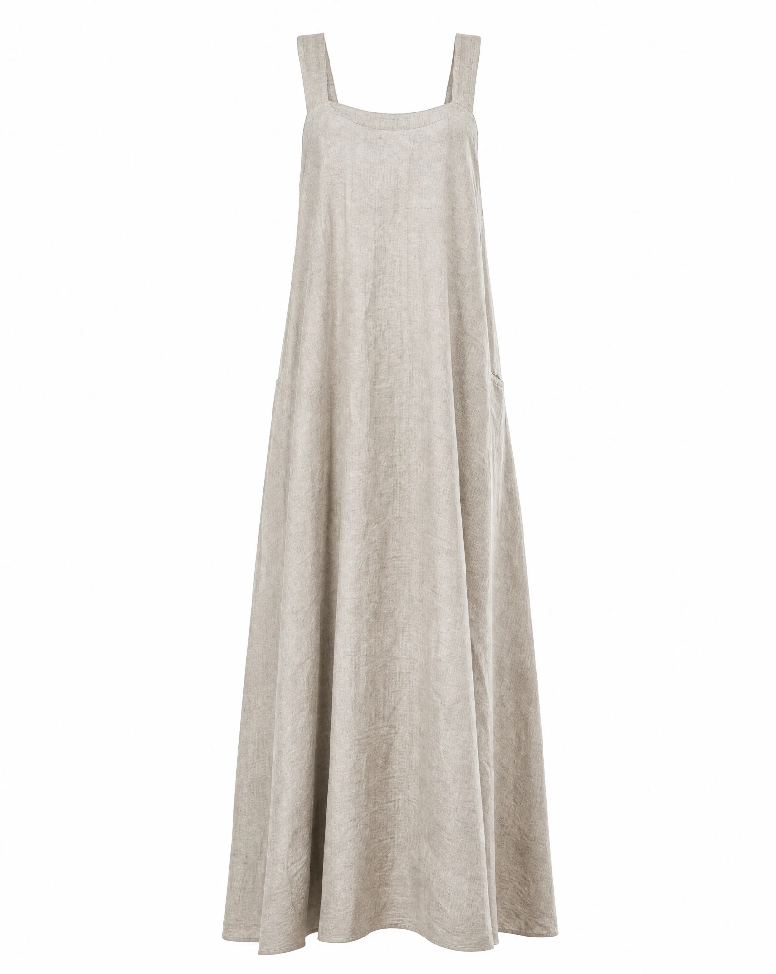 The Natural Linen Square-Neck Pinafore Dress — VAUDRE