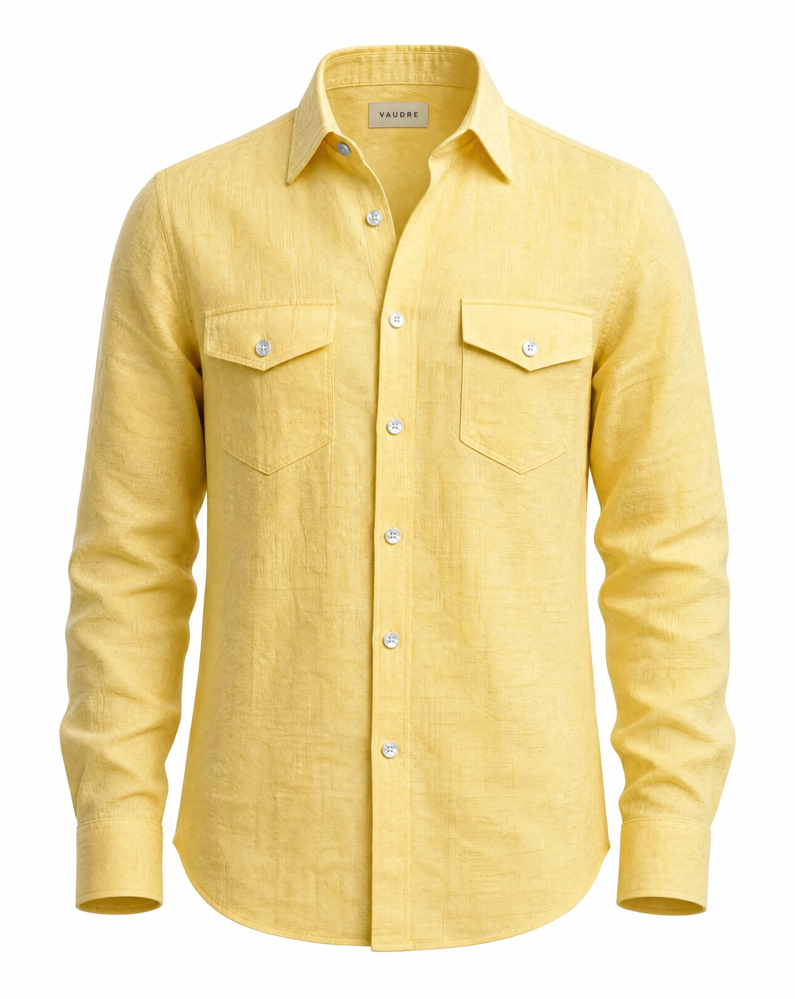 The Butter-Yellow Linen Camp-Collar Shirt — VAUDRE
