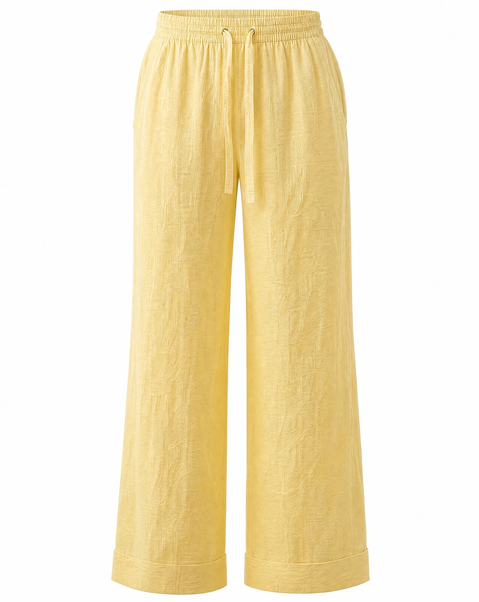 The Butter-Yellow Linen Wide-Leg Trousers — VAUDRE