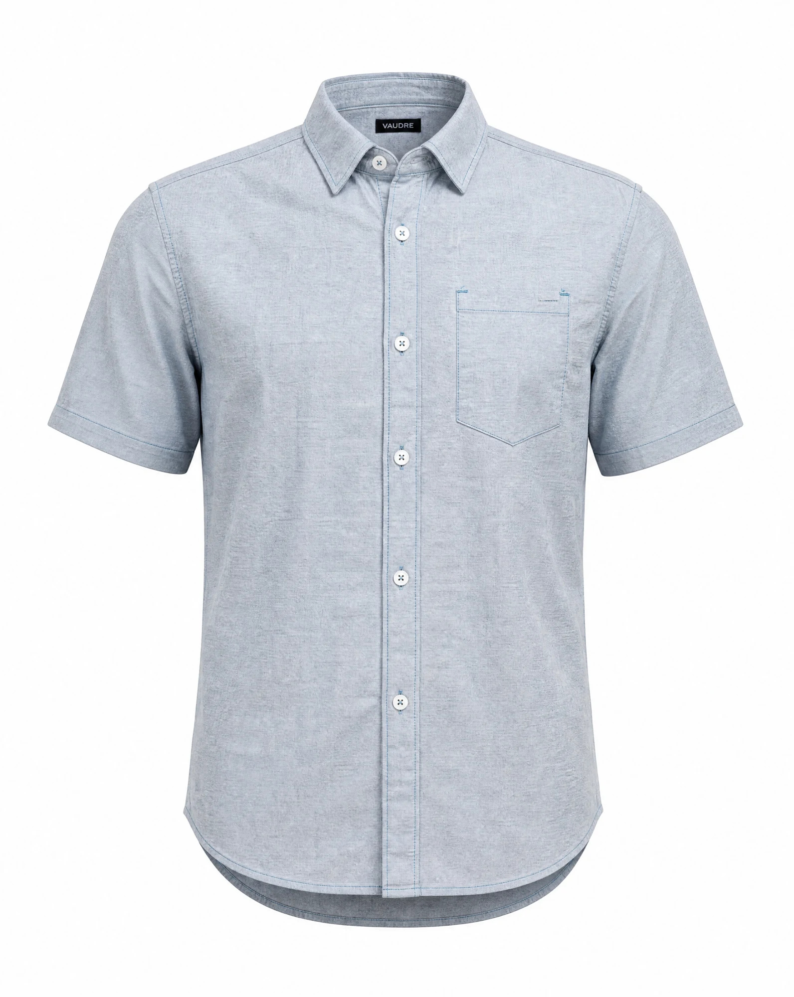 The Chambray Blue Short-Sleeve Shirt — VAUDRE