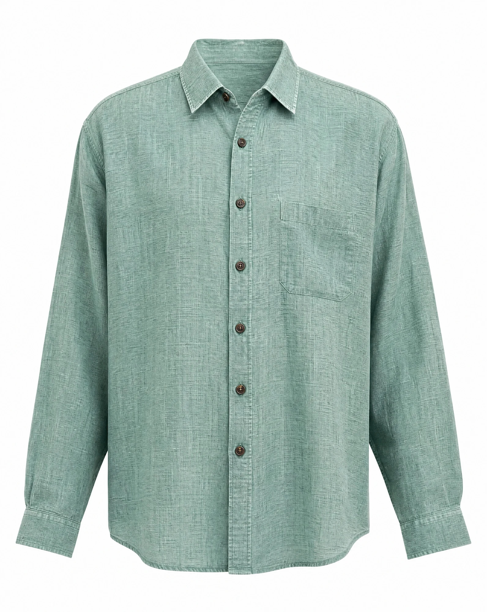 The Sage Green Washed Linen Shirt — VAUDRE