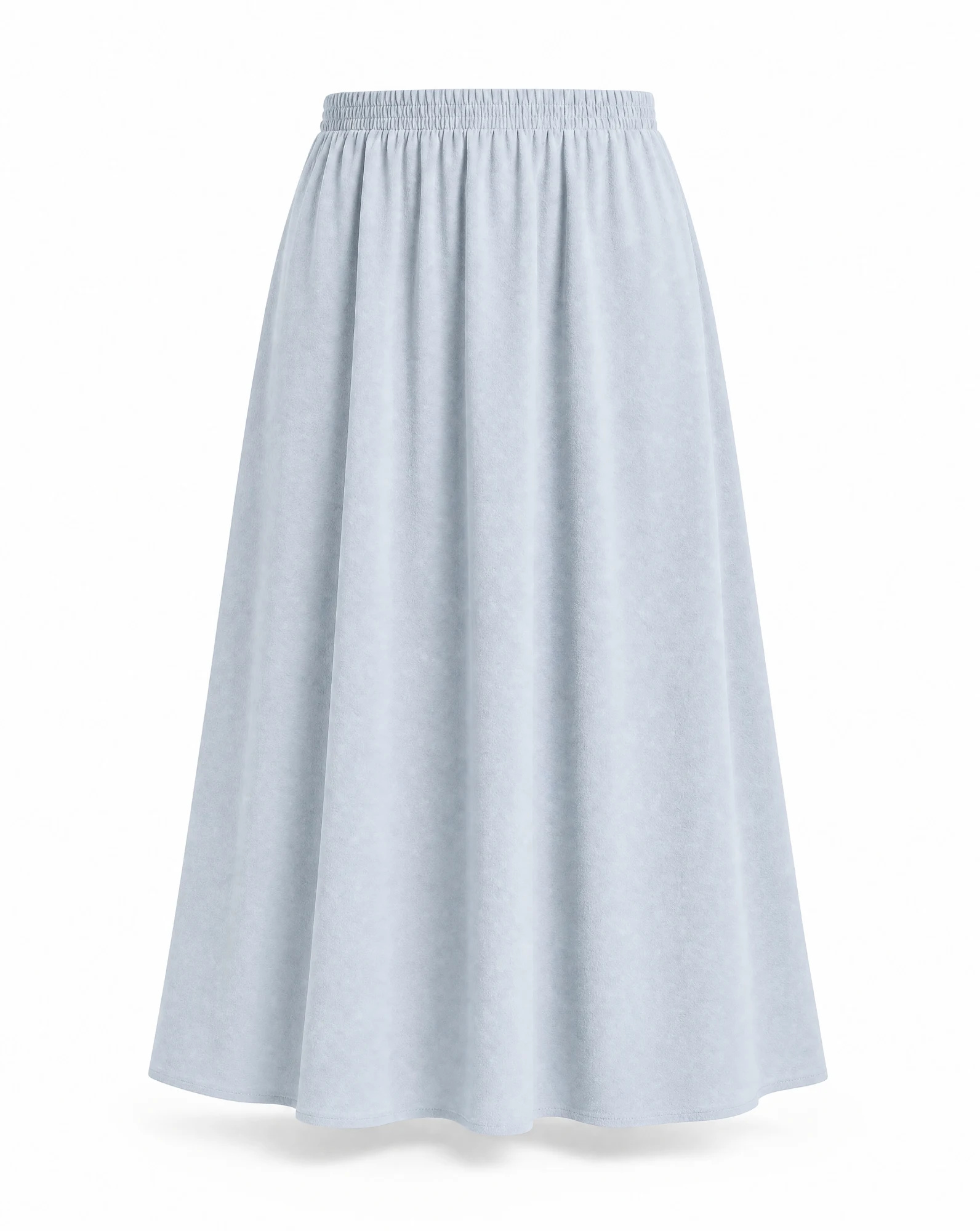The Steel Blue Suede A-Line Midi Skirt — VAUDRE