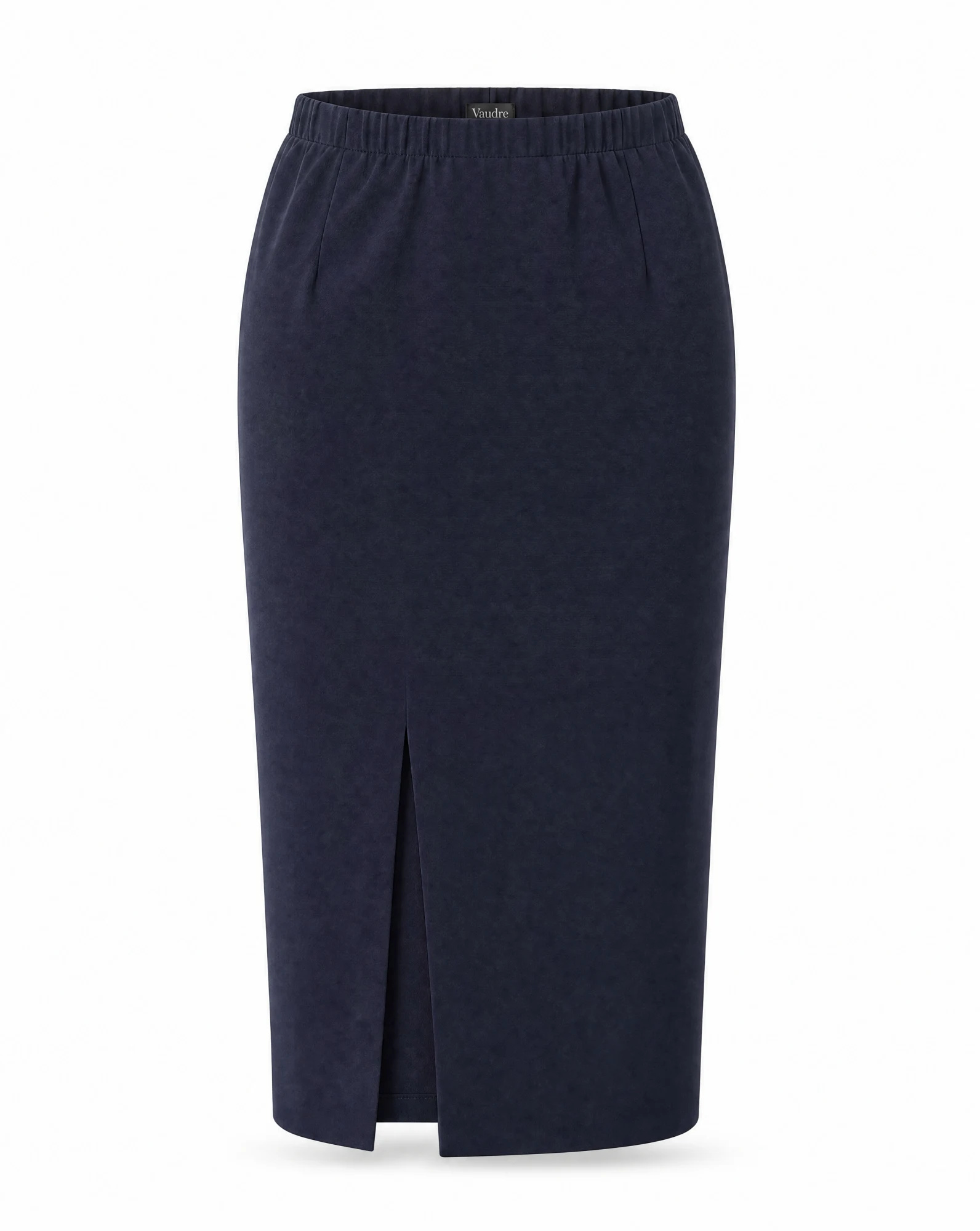 The Midnight Navy Suede Slit Skirt — VAUDRE