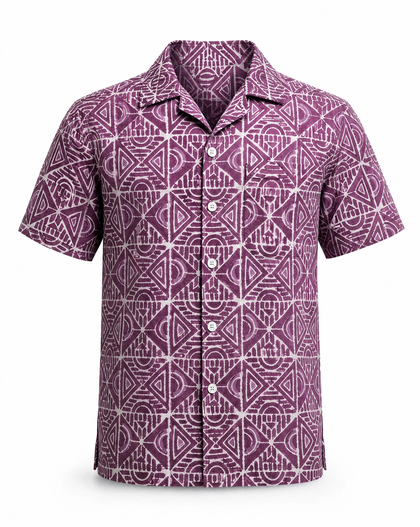 The Indigo Batik Geometric Camp Shirt — VAUDRE